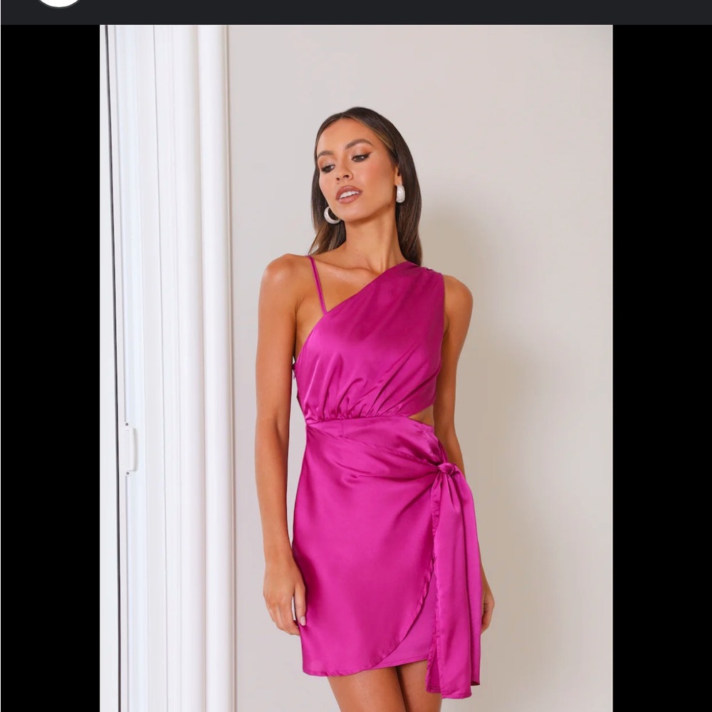 NWT Hello Molly ‎ Fuchsia One-Shoulder Dress- Size 8